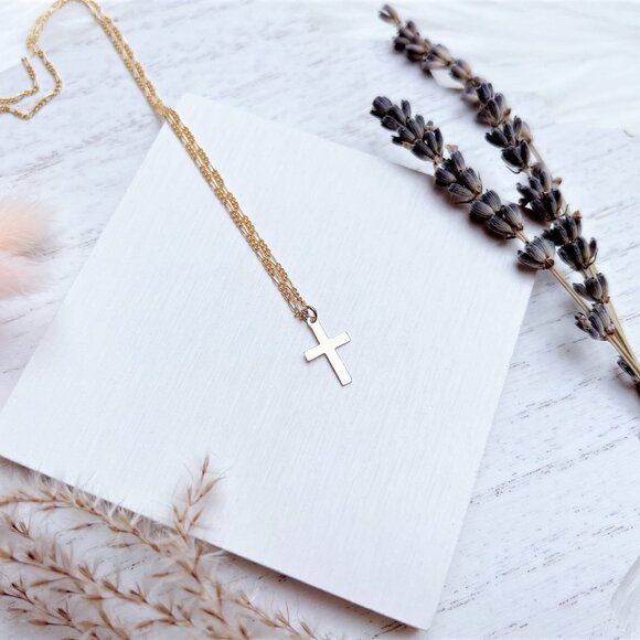 Minimalist Gold Cross Necklace | Handmade in BC - Picture 1 of 4